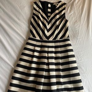 Banana Republic Black White/Cream Striped Mini Dress